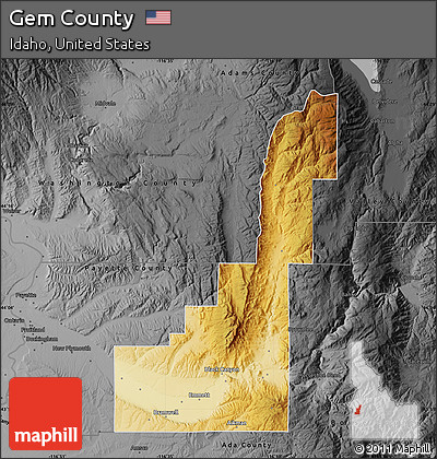 Physical Map of Gem County, darken, desaturated
