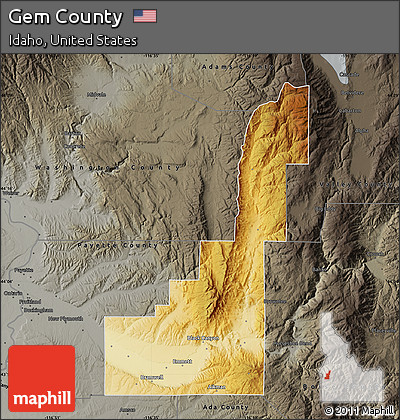 Physical Map of Gem County, darken, semi-desaturated