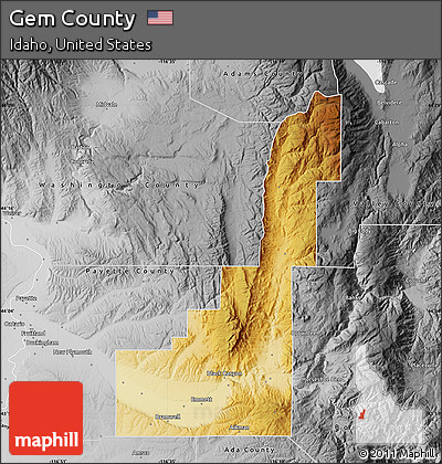 Physical Map of Gem County, desaturated