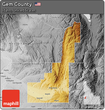 Physical Map of Gem County, desaturated