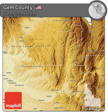 Physical Map of Gem County
