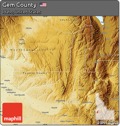Physical Map of Gem County