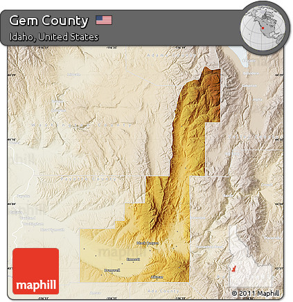 Physical Map of Gem County, lighten