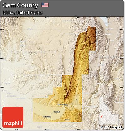 Physical Map of Gem County, lighten