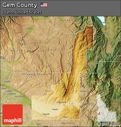 Physical Map of Gem County, satellite outside
