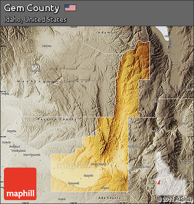 Physical Map of Gem County, semi-desaturated