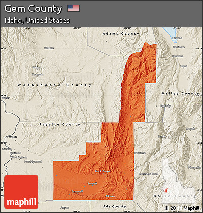 Political Map of Gem County, shaded relief outside