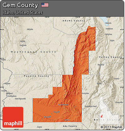 Political Map of Gem County, shaded relief outside