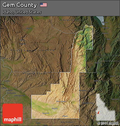 Satellite Map of Gem County, darken