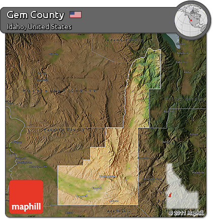 Satellite Map of Gem County, darken