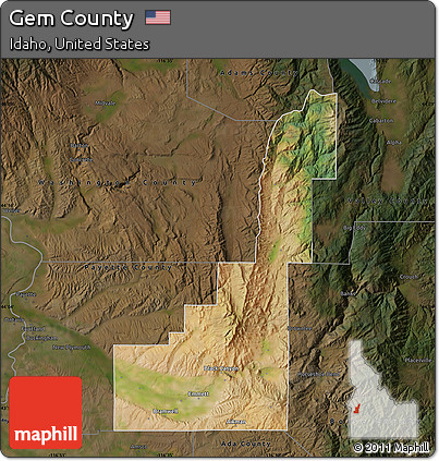 Satellite Map of Gem County, darken