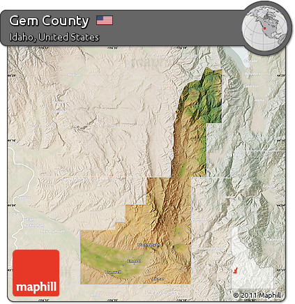 Satellite Map of Gem County, lighten