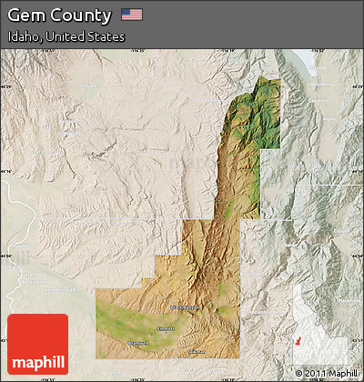 Satellite Map of Gem County, lighten