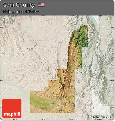 Satellite Map of Gem County, lighten