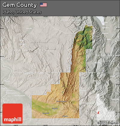 Satellite Map of Gem County, lighten, semi-desaturated