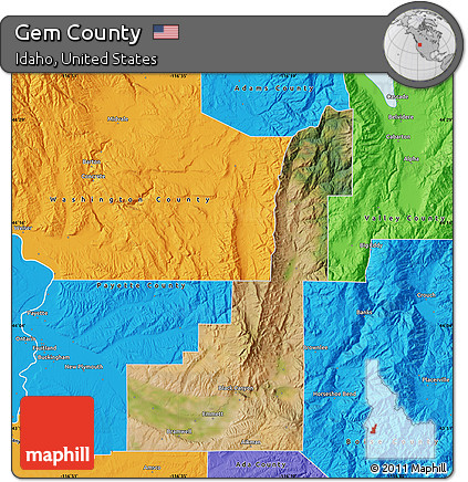 Satellite Map of Gem County, political outside