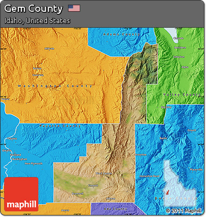 Satellite Map of Gem County, political outside