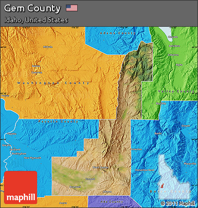 Satellite Map of Gem County, political outside