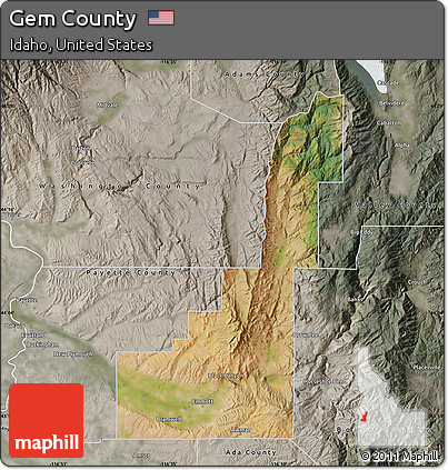 Satellite Map of Gem County, semi-desaturated