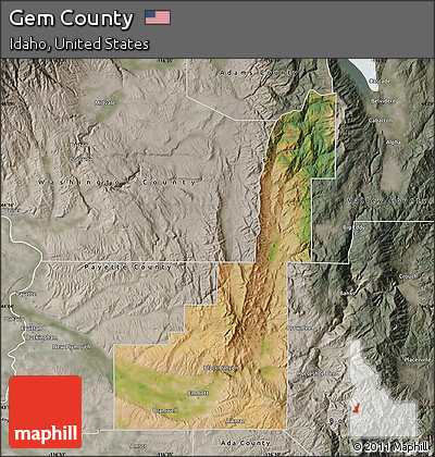 Satellite Map of Gem County, semi-desaturated