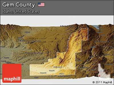 Physical Panoramic Map of Gem County, darken