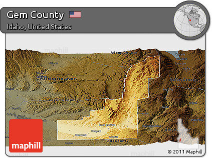 Physical Panoramic Map of Gem County, darken