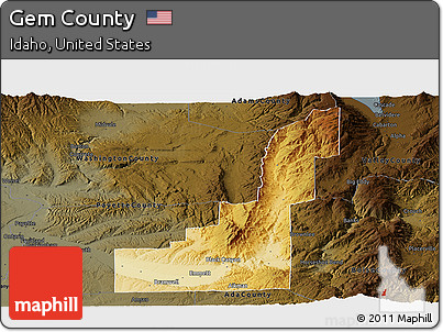 Physical Panoramic Map of Gem County, darken
