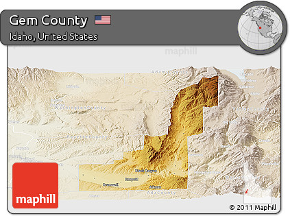 Physical Panoramic Map of Gem County, lighten