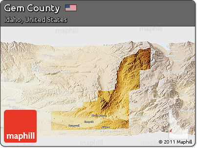 Physical Panoramic Map of Gem County, lighten
