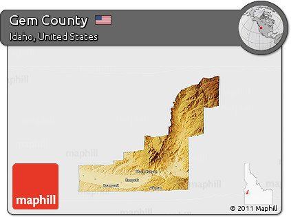 Physical Panoramic Map of Gem County, single color outside