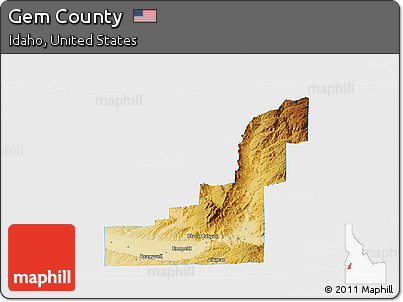 Physical Panoramic Map of Gem County, single color outside
