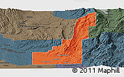 Political Panoramic Map of Gem County, darken, semi-desaturated