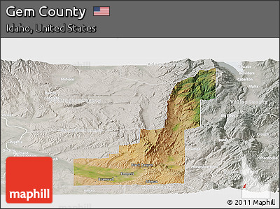 Satellite Panoramic Map of Gem County, lighten, semi-desaturated