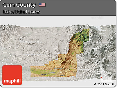 Satellite Panoramic Map of Gem County, lighten, semi-desaturated