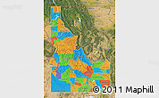 Political Map of Idaho, satellite outside