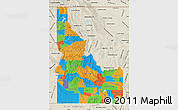 Political Map of Idaho, shaded relief outside
