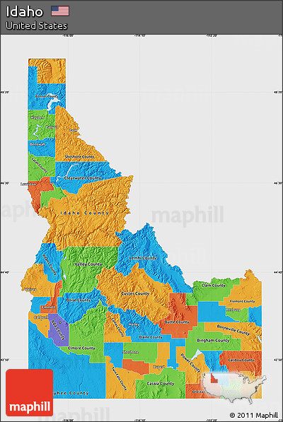 Political Map of Idaho, single color outside