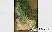 Satellite Map of Idaho, darken