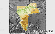 Physical 3D Map of Nez Perce County, darken, desaturated