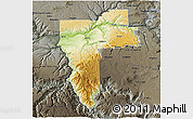 Physical 3D Map of Nez Perce County, darken, semi-desaturated
