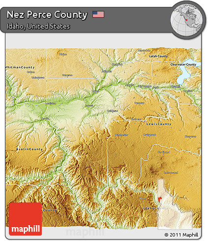 Physical 3D Map of Nez Perce County