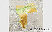 Physical 3D Map of Nez Perce County, lighten, semi-desaturated