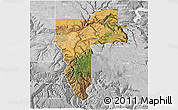 Satellite 3D Map of Nez Perce County, lighten, desaturated