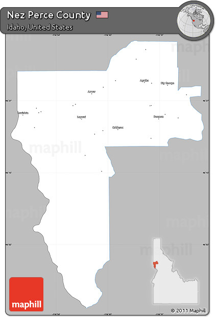 Gray Simple Map of Nez Perce County, single color outside