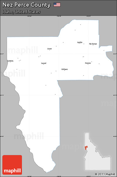 Gray Simple Map of Nez Perce County, single color outside