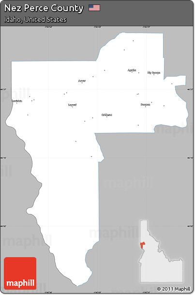 Gray Simple Map of Nez Perce County, single color outside