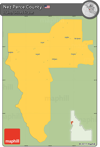 Savanna Style Simple Map of Nez Perce County, single color outside