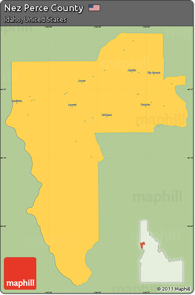 Savanna Style Simple Map of Nez Perce County, single color outside