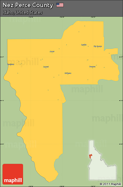 Savanna Style Simple Map of Nez Perce County, single color outside