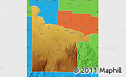 Physical Map of Twin Falls County, political outside